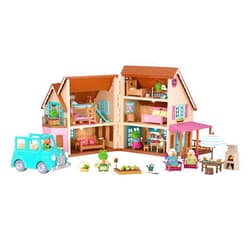 Li'l Woodzeez Li’l Woodzeez – 16x19In Deluxe Honeysuckle Hillside Cottage - 123 Pcs Dollhouse Playset Including Furnitures, 8 Figures & More Accessories - Pretend Play for Ages 3+
