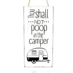 Blulu Thou Shall Not Poop in the Camper Wooden Decor Sign 11.8 x 5.9 Inch Travel Trailer Wall Art for Home Farmhouse Wall Indoor Outdoor Decor (White)