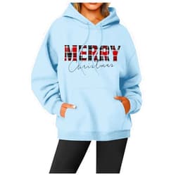 Generic Merry Christmas Sweatshirts Women Merry And Bright Christmas Pullover Top Chenille Patch Letter Printed Xmas Gifts Top