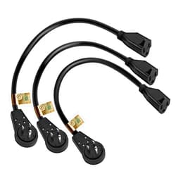 Nekteck 360° Rotating Flat Plug Extension Cord 1 Foot, 14AWG 3 Prong Extension Cord, Low Profile Right Angle Power Cord, Flat Extension Cord Grounded Wire, 15A- UL Certified, Black