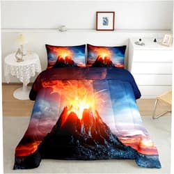 Feelyou Volcano Comforter Full Kids Fire Mountain Bedding Set for Kids Boys Girls Lightweight Soft Nature Comforter All Season Decor Quilt Duvet