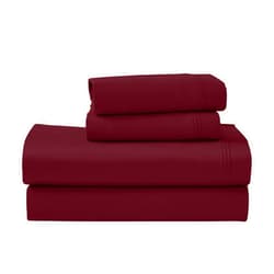 Superior Egyptian Cotton 4 Piece Sheet Set, Luxury 1000 Thread Count, Eco-Friendly, Sustainable Sheets, Ultra-Soft Basics, Solid, Deep Pocket Fitted Sheet, Flat Sheet, Pillowcases, King, Burgundy