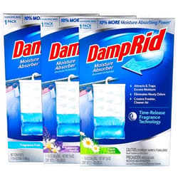 ILIOS Damp Rid Variety Moisture Absorber, 15.4oz 1 Powder Fresh, 1 Lavender Vanilla, & 1 Fragrance Free - Eliminates Odors for Fresher, Cleaner Air, 10% More Moisture Absorbing Power. Ilios Packaging.