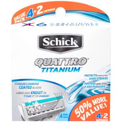 Schick Quattro Titanium Razor Blade Refills for Men Value Pack, 6 Count