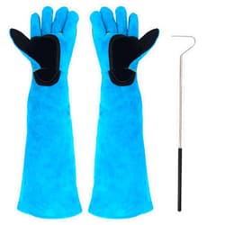 Surfante Animal Handling Gloves Bite Proof with 40inch Collapsible Snake Hook,Suitable for Dog Cat FalconBird Reptile Snake