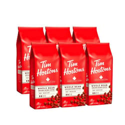 Tim Hortons Whole Bean Original, Medium Roast Coffee, Made with 100% Arabica Beans, 12 Ounce Bag, 6-Pack