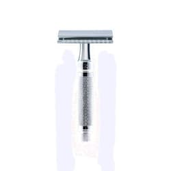 Edwin Jagger DES89KN Short Handled Classic Double Edge Manual Eco-Friendly and Reusable Safety Razor for Men and Women for Shaving Cream or Soap Fits All DE Razor Blades (Knurled)