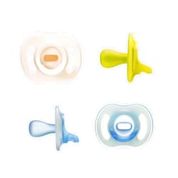 Tommee Tippee Ultra-light StayPut Day and Night Glow Pacifiers, 6-18m, 4 Count, One-Piece Silicone Design, Soft Skin Feel
