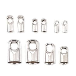 PH PandaHall Pandahall 1Box/180pcs Mixed Platinum Plated Brass Crimp Cord Ends Tip Glue on Barrel End Caps for Leather Tassel 4-8x2-5mm Multi Size