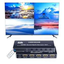 LUKFOCAB HDMI Multi-Viewer 4X1, Seamless Switcher 4 in 1 Out, Quad Multi Viewer Switcher with IR Remote, Supports 4K 30Hz, 5 Display Modes for Security Camera, Gaming Consoles