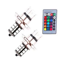 1797 H4 9003 HB2 LED RGB Fog Lights Bulb Amber Yellow White Multicolor 16 Color Changing Switch Kit Strobe Lamp Bulbs for Car Trucks Remote Control Switch 12V 5050SMD Replacement