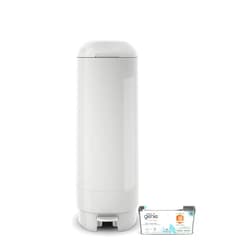 Diaper Genie Signature Pail (Grey) Includes 1 Easy Roll Refill with 18 Bags | Holds Up to 846 Newborn-Sized Diapers Per Refill