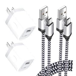 Eusbote USB Wall Charger Micro USB Cable,4Kit Charging Block USB Charger Cube Plug with Android Micro Cord Cable Compatible Samsung Galaxy S7 Edge A10 A6 M10 J7 J8 S6 S5 Note 5 4, LG, HTC, Moto, Android Phone