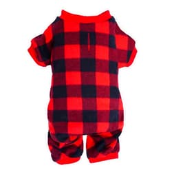 Topbuti Pet Christmas Pajamas Red Black Buffalo Plaid Jumpsuit Dog Cat Soft Winter Clothes Puppy Doggie Checkered Sweater Apparel (M)