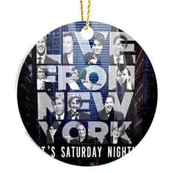 Custom Ornament Christmas Tree Live Acrylic from Circle New Home York, Decor Saturday X-mas Night Live for Holidays, Party Decoration, Tree Ornaments, and Events, White