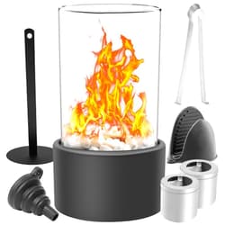 Cisivis Tabletop Fire Pit, Portable Fire Pit Tabletop, Indoor & Outdoor Fire Pit Tabletop, Vent-Less Smokeless Ethanol Fireplace, Black