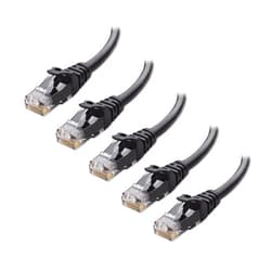 Cable Matters 10Gbps 5-Pack Snagless Short Cat 6 Ethernet Cable 4 ft (Cat 6 Cable, Cat6 Cable, Internet Cable, Network Cable) in Black