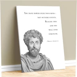 MAXFOUNDRY Marcus Aurelius Wrapped Canvas, Portrait & Quote Print, Philosopher Art, Gift for Stoic, Stoicism Wall Art,Memento Mori Stoic,Aurelius Quote 16x20 in | 40x50 cm