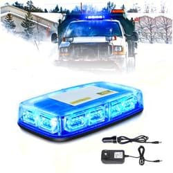 OPP ULITE Rechargeable Strobe Light Blue Wireless Battery, 17 Flashing Mode, High Low Brightness, 48pcs Led, Beacon Roof Top Hazard Flash Warning Lights for Vehicles Trucks Snow Plow Postal Mail UTV, 1PC Pack