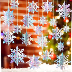 VESPRO 20PCS Winter Christmas Hanging Snowflake Decorations, 20PCS 3D Holographic Snowflakes for Christmas,Winter,Wonderland,Holiday,New Year Party,Home Decorations