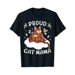 Cat Parents Gift Ideas by Conreo Bengal Mother Cat with Kitten Proud Cat Mama Mothers Day T-Shirt