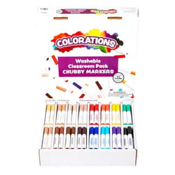 Colorations Washable Classroom Value Pack Chubby Markers - Set of 128, 16 Colors Colors, Non Toxic| Bulk School Supplies For Kids, Coloring Set, Kindergarten Must Haves, Preschool Essentials
