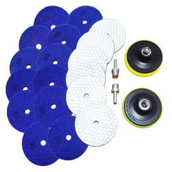 ANTENGDATOOL 16 Packs Dry Diamond Polishing Pads Grit 50, 4 Inch Dry/Wet Granite Sanding Pad for Bufffing Marble Quartz Concrete Stone Tiles Used for Grinder Polisher Drill