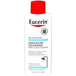 Eucerin Advanced Cleansing Body & Face Cleanser 16.9 Ounce (500ml) (Pack of 3)