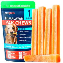REXIPETS 100% Natural Yak Cheese Himalayan Made Dog Chews All Breeds - Lactose Free Yak Chews for Small, Medium & Large Dogs - Dental Cleaning Dog Chews for Aggressive Chewers - Long Lasting Odor & Gluten Free