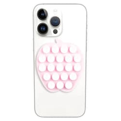 Mijafaron Suction Phone Case Mount, Silicon Adhesive Phone Accessory for iPhone and Android, Hands-Free Fidget Toy Mirror Shower Phone Holder, Tiktok Videos and Selfies(Apple Shaped) (Light Pink)