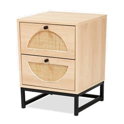 Baxton Studio Ardon 15.7-inch W x 15.7-inch D End Table, Light Brown and Black (196-12078-HiT)