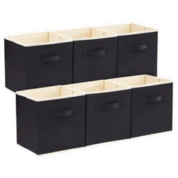 Lifewit Collapsible Fabric Storage Cubes Bins Set 11 Inch, Foldable Cubby Organizers Boxes, 6 Pack Organizing Baskets for Shelf, Closet, Utility Room, Storage Room, 18L Black