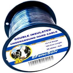 EFencSolv Electric Fence Double Insulated Underground Cable 12-1/2 Guage / 2.5mm Steel Wire Core, 164 Feet Length, Spooled on Plastic Cable Reel