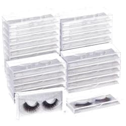 Stockroom Plus 30-Pack Transparent Empty Eyelash Boxes for False Eyelashes, Lash Cases Empty Bulk Wholesale with Glitter Paper Card for Makeup Artists, Women (4.4 x 2 Inches, 0.55