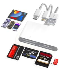 Ardaddyn Memory Stick Pro Duo Adapter - 4 in 1 SD/TF/MS/XD Card Reader Digital Camera Adapter for Sony Cybershot SD Card, Lightning/USB-C/USB-A XD-Picture-Card Reader for iPhone 16/15/14/iPad/PC/Android/MAC