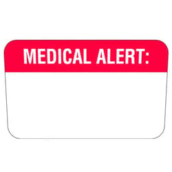 Doctor Stuff - File Folder Chart Labels, MAP1600, Medical Alert, Medical Alert Stickers, White/Red, 1-1/2
