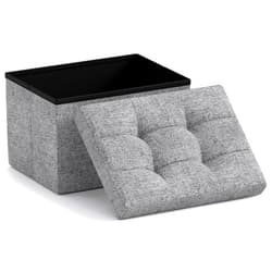 Ornavo Home Small Storage Ottoman Foldable Collapsible Rectangle Linen Ottoman Foot Rest Stool Seat, for Living Room, Bedroom, Home Office, Dorm - 12 x 16 x 12, Gray