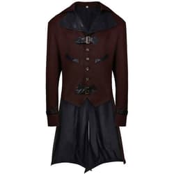 Hesxuno Men's Retro Steampunk Victorian Jacket Medieval Costumes Gothic Frock Coat Long Uniform Halloween Cosplay Costume