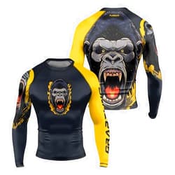 AUREIKA Gorilla Long Sleeve Compression Shirt Rash Guard – Premium Training Gear for BJJ Jiu Jitsu MMA Grappling Workouts