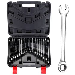 BULLTOOLS 22-Piece Ratchet Wrenches Chrome Vanadium Steel Ratcheting Wrench Set with Metric and SAE 72-Tooth Box End and Open End Standard Wrench Set with Organizer Box