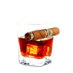 Corkcicle Premium Cigar Glass, 9 oz – Glassware to Hold Your Drink and Cigar in One Hand with the Cigar Holder Glass – Double Old Fashioned Glass with Built-In Cigar Notch for Effortless Enjoyment