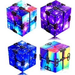 LANTIANCHEN 4 Pack Infinity Cube Fidget Toy, Fidgeting Game for Adults, Cool Mini Gadget Best for Stress and Anxiety Relief and Kill Time for ADD/ADHD/OCD