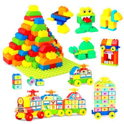 VConejo Building Blocks for Toddlers 2-4 Years, Big Classic Building Bricks with A Baseplate,155 Pieces Large Blocks, Compatible with All Major Brands