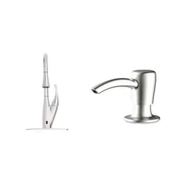 Bio Bidet Flow X Motion Activated Single-Handle Pull-Down Sprayer Kitchen Faucet with Soap Dispenser, Brushed Nickel
