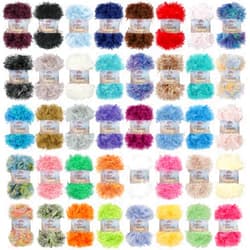 BambooMN JubileeYarn Feather Whimsy Eyelash Yarn - 50g/Skein Fine Polyester Fur - Variety Pack - 12 Skeins