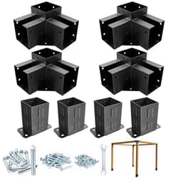 Eapele Pergola Kit with pergola Brackets 4x4 3-Way 90° Angle Corner Bracket Wood Fence Post Anchor Base, Powder Coated Steel Made for Gazebos, Patio Pergolas, Log Cabin Outdoor Pergola Hardware
