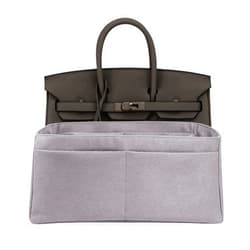 Meenda Purse Organizer Insert for Birkin 25, Bag Handbag, Fabric Soft and Smooth, Lightweight Fits Perfectly Sturdy Washable, Gift Ideas for Women (Gray HBK25)