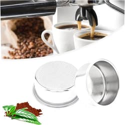 TQEONKL Reusable 51mm Coffee Filters Cups 2Pcs, Stainless Steel Espresso Coffee Filters Double Layer Pressurized Portafilter Filter Baskets, Espresso Machine Accessories Fit for Delonghi EC5 / EC7 / EC9