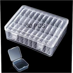 Beyoslf Small Bead Organizer Box, 30PCS Small Clear Plastic Bead Storage Containers Mini Transparent Box Bead Storage Case with Hinged Lid for Collecting Beads Jewelry Crafts Nail Small Items