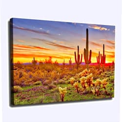XELVORIX Canvas Wall Art Prints Colorful Sunset Canvas Print Sonoran Desert Phoenix Arizona Poster for Living Room Bedroom Home Office Kitchen Hallway Background Wall Decor Framed (Framed,16x24 inch)